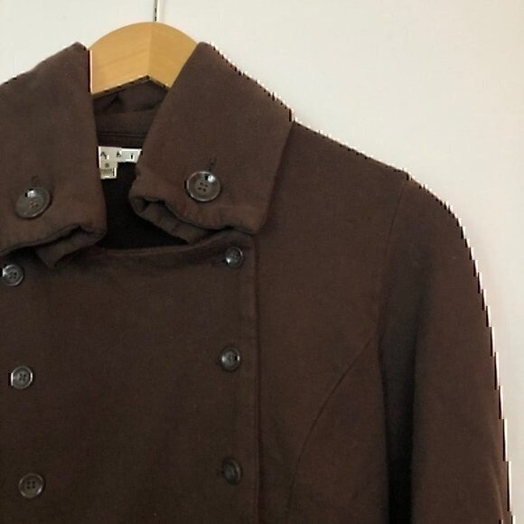 CABI 711 Pine Coat Military Jersey Button Jacket Cotton Brown Double Breasted S - Picture 4 of 6
